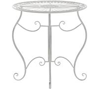 Table De Jardin Avec Plateau Rond En Métal Blanc Antique Blanc