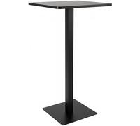 CLP Table Haute Carrée 60 cm Sharon, Table de Bar Carrée avec Structure Métallique en Acier Revêtu de Poudre, Couleur:Noir/Noir