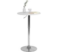 CLP Table Haute Lamoni Ronde 60cm, reglable en Hauteur sans palier, pivotante 360°, Table Bar & Bistro, Pied Metal Stable, Protection Sol, Couleur:Blanc, Forme:Rond