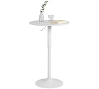 CLP Table Haute Lamoni Ronde 60cm, reglable en Hauteur sans palier, pivotante 360°, Table Bar & Bistro, Pied Metal Stable, Protection Sol, Couleur:Blanc/Blanc, Forme:Rond