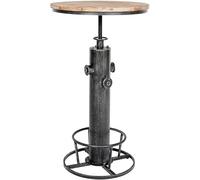 CLP Table Haute Ruhr I Table de Bar réglable en Hauteur avec Repose-Pieds I Structure de Table en métal et Plateau de Table en Bois de pin, Couleur:Argent Antique