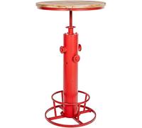 CLP Table Haute Ruhr I Table de Bar réglable en Hauteur avec Repose-Pieds I Structure de Table en métal et Plateau de Table en Bois de pin, Couleur:Rouge