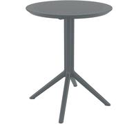 CLP Table Pliante Sky I Ronde Ou Carrée I Table De Jardin Pliante, Stable Et Facile À Nettoyer pour Un Usage Intérieur Et Extérieur, Couleur:Gris foncé, Forme:Rond