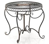 Table De Jardin Avec Plateau Rond En Métal Bronze Marron