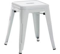 CLP Tabouret bas au style industriel Armin Métal , Blanc Blanc G
