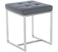 CLP Tabouret Bas Barci Design Moderne Similicuir I Rembourrage De 5 cm avec Hauteur Assise 48 cm I Support Acier Inoxydable I Patins Protecteurs, Couleur:Gris