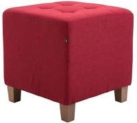 CLP Tabouret Bas Pharao Repose-Pieds Rembourré en Tissu I Tabouret Bas avec Coutures Décoratives I Pouf Carré avec Pieds en Bois, Couleur:Rouge