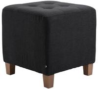 CLP Tabouret Bas Pharao Repose-Pieds Rembourré en Tissu I Tabouret Bas avec Coutures Décoratives I Pouf Carré avec Pieds en Bois, Couleur:Noir