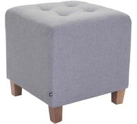 CLP Tabouret Bas Pharao Repose-Pieds Rembourré en Tissu I Tabouret Bas avec Coutures Décoratives I Pouf Carré avec Pieds en Bois, Couleur:Gris Clair