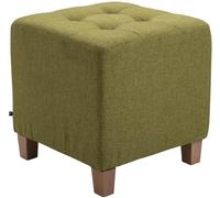 CLP Tabouret Bas Pharao Repose-Pieds Rembourré en Tissu I Tabouret Bas avec Coutures Décoratives I Pouf Carré avec Pieds en Bois, Couleur:Vert