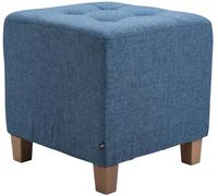 CLP Tabouret Bas Pharao Repose-Pieds Rembourré en Tissu I Tabouret Bas avec Coutures Décoratives I Pouf Carré avec Pieds en Bois, Couleur:Bleu