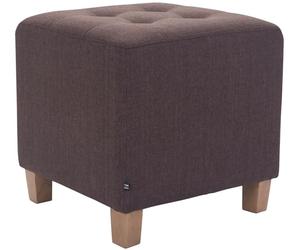 CLP Tabouret Bas Pharao Repose-Pieds Rembourré en Tissu I Tabouret Bas avec Coutures Décoratives I Pouf Carré avec Pieds en Bois | Couleur Marron
