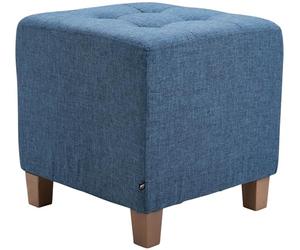 CLP Tabouret Bas Pharao Repose-Pieds Rembourré en Tissu I Tabouret Bas avec Coutures Décoratives I Pouf Carré avec Pieds en Bois | Couleur Bleu