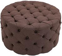 Tabouret bas Style Chesterfield Drancy en Tissu , Marron/XL