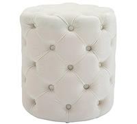 Tabouret bas Style Chesterfield Drancy en Velours , Créme/M Crème G