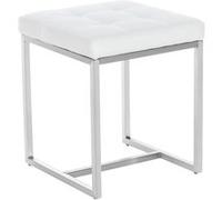 CLP Tabouret Bas Barci Design Moderne Similicuir I Rembourrage De 5 cm avec Hauteur Assise 48 cm I Support Acier Inoxydable I Patins Protecteurs, Couleur:Blanc
