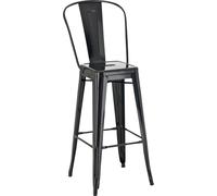 CLP Tabouret de bar Aiden en métal avec repose-pieds,noir