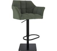 CLP Tabouret de Bar Ajustable Damaso Cord, avec accoudoirs et Repose-Pieds, capacité jusqu'à 240 kg, Structure en Acier Inoxydable Robuste, Couleur:Vert, Couleur du Cadre:Noir