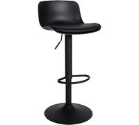 CLP Tabouret de Bar Almada revêtu de Similicuir I Chaise de Bar réglable en Hauteur avec Repose-Pieds, Couleur:Noir