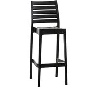 CLP Tabouret de Bar ARES en Plastique Tissé Empilable et Résistante aux Rayons UV I Hauteur Assise 75 cm I Chaise Haute de Jardin I Couleur:, Couleur:Noir