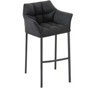 CLP Tabouret de Bar avec Dossier Damaso, Chaise de Bar rembourrée en Tissu, Cadre en métal à Quatre Pieds, supporte jusqu'à 240 kg, Couleur:Gris foncé, Couleur du Cadre:Noir