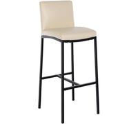 CLP Tabouret de Bar avec Dossier Freeport, Chaise de Bar rembourrée, Chaise de comptoir Moderne avec Cadre métallique Noir Mat et Repose-Pieds Couleur:crème;Matériel:Similicuir