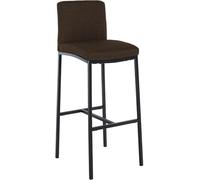 CLP Tabouret de Bar avec Dossier Freeport, Chaise de Bar rembourrée, Chaise de comptoir Moderne avec Cadre métallique Noir Mat et Repose-Pieds | Couleur Marron Matériel Tissu