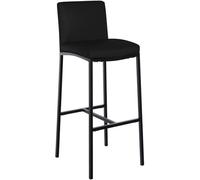 CLP Tabouret de Bar avec Dossier Freeport, Chaise de Bar rembourrée, Chaise de comptoir Moderne avec Cadre métallique Noir Mat et Repose-Pieds | Couleur Noir Matériel Similicuir