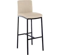 CLP Tabouret de Bar avec Dossier Freeport, Chaise de Bar rembourrée, Chaise de comptoir Moderne avec Cadre métallique Noir Mat et Repose-Pieds | Couleur crème Matériel Tissu