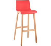 CLP Tabouret de Bar avec Dossier Hover, Assise en Plastique, Tabouret de comptoir avec Structure en Bois de hêtre Robuste, Couleur:Rouge