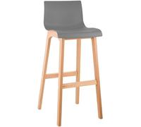 CLP Tabouret de Bar avec Dossier Hover, Assise en Plastique, Tabouret de comptoir avec Structure en Bois de hêtre Robuste Couleur Gris
