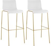 CLP Tabouret de Bar avec Dossier Hover, avec Assise en Plastique, avec Structure métallique Aspect Or, pouvant Supporter jusqu'à 150 kg, Couleur:Blanc