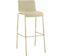 CLP Tabouret de Bar avec Dossier Hover, Chaise de Bar empilable avec revêtement en Tissu, Cadre en métal Aspect doré, jusqu'à 150 kg | Couleur crème