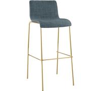 CLP Tabouret de Bar avec Dossier Hover, Chaise de Bar empilable avec revêtement en Tissu, Cadre en métal Aspect doré, jusqu'à 150 kg, Couleur:Bleu