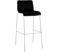 CLP Tabouret de Bar avec Dossier Hover, Chaise de Bar rembourrée en Velours, avec Structure en métal chromé, Tabouret jusqu'à 150 kg, Couleur:Noir