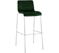 CLP Tabouret de Bar avec Dossier Hover, Chaise de Bar rembourrée en Velours, avec Structure en métal chromé, Tabouret jusqu'à 150 kg, Couleur:Vert