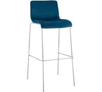 CLP Tabouret de Bar avec Dossier Hover, Chaise de Bar rembourrée en Velours, avec Structure en métal chromé, Tabouret jusqu'à 150 kg, Couleur:Bleu