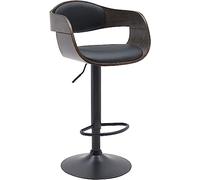 CLP Tabouret de bar Kingston avec Coque en bois Support en métal , Noir / Gris/Similicuir Noir G