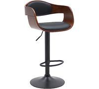 CLP Tabouret de Bar avec Dossier Kingston, Chaise de Bar rembourrée avec revêtement en Similicuir ou en Tissu, Couleur:Noyer/Noir, Matériel:Similicuir