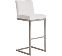 CLP Tabouret de Bar avec Dossier Paros, Tabouret de comptoir avec Repose-Pieds, sičge rembourré Moderne, Structure en Acier Inoxydable, Couleur:Blanc