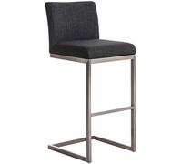 CLP Tabouret de Bar avec Dossier Paros, Tabouret de comptoir avec Repose-Pieds, sičge rembourré Moderne, Structure en Acier Inoxydable, Couleur:Gris foncé