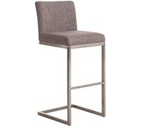 CLP Tabouret de Bar avec Dossier Paros, Tabouret de comptoir avec Repose-Pieds, siège rembourré Moderne, Structure en Acier Inoxydable | Couleur Gris
