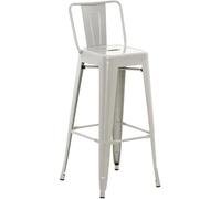 CLP Tabouret de Bar avec Dossier, Style Industriel Mason, avec Repose-Pieds et Protection de Sol, Couleur:Argent