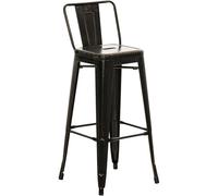CLP Tabouret de Bar avec Dossier, Style Industriel Mason, avec Repose-Pieds et Protection de Sol, Couleur:Noir/Or