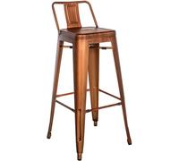 CLP Tabouret De Bar en Métal Mason I Chaise Haute De Bistrot Style Industriel Dossier Et Repose-Pieds I Chaise De Bar Confortable Et Design, Couleur:cuivre