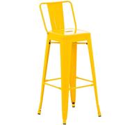 CLP Tabouret de Bar avec Dossier, Style Industriel Mason, avec Repose-Pieds et Protection de Sol | Couleur Jaune