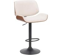 CLP Tabouret de Bar Beverley Tissu, Chaise de Bar avec Cadre en Bois courbé réglable en Hauteur et pivotant, Couleur:Noyer/crème