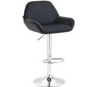 CLP Tabouret de bar Braga Velours avec pied en métal réglable et pivotant , Noir /Chrome Noir