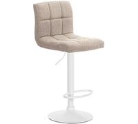 CLP Tabouret de Bar Calma Tissu I Chaise de Bar réglable en Hauteur I Pivotant à 360° avec Dossier pour bistrot et Cuisine, Couleur:crème, Couleur du Cadre:Blanc
