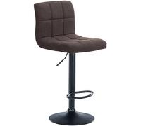 CLP Tabouret de Bar Calma Tissu I Chaise de Bar réglable en Hauteur I Pivotant à 360° avec Dossier pour bistrot et Cuisine, Couleur:Marron, Couleur du Cadre:Noir
